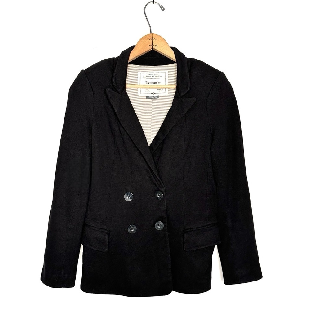 Anthropologie | Cartonnier Black Double Breasted Blazer Jacket Size Small